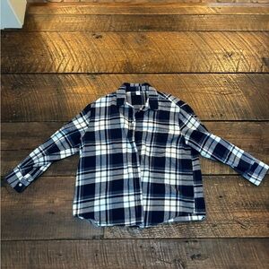 Old Navy Navy and White Plaid Shirt Size Petite M
